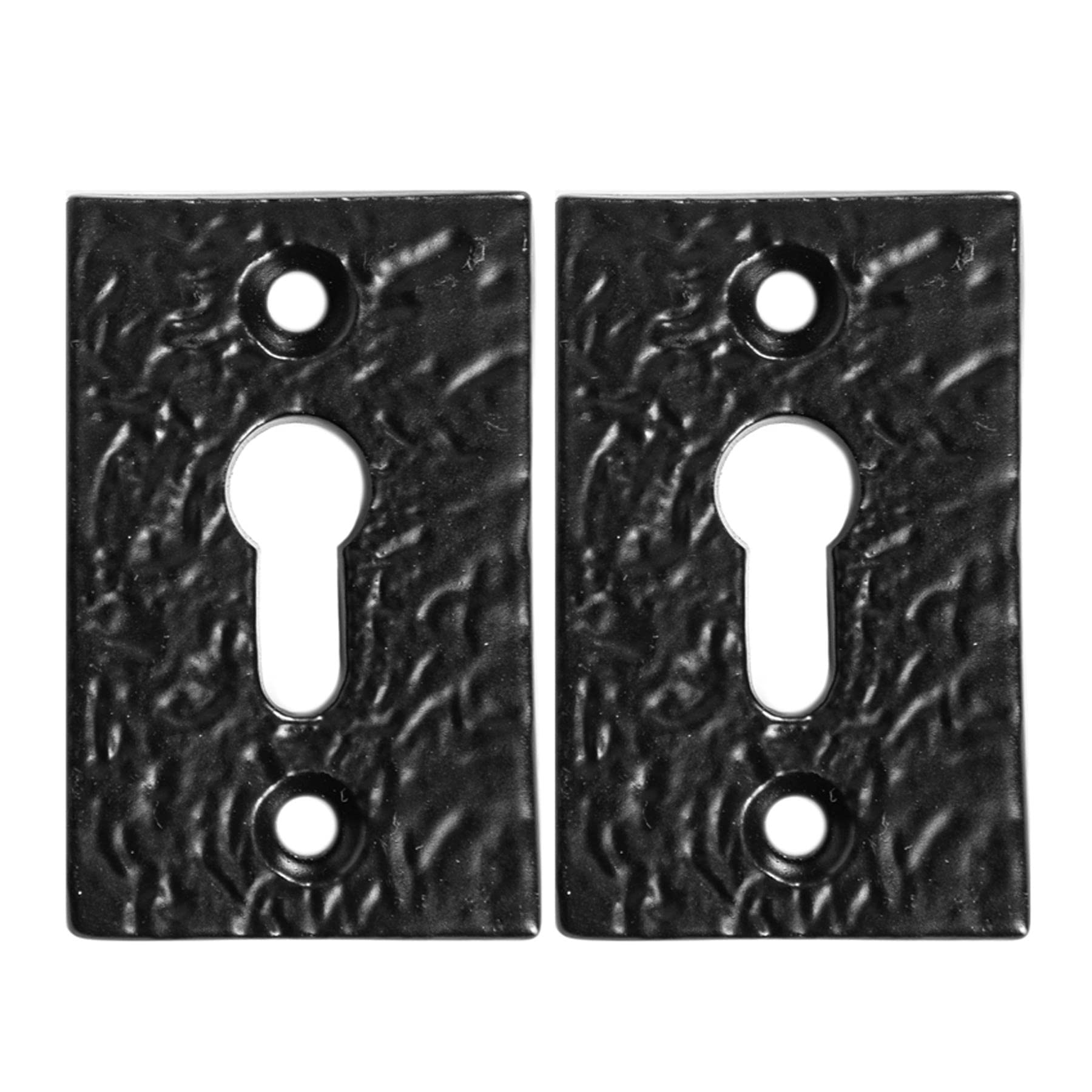 Hammer And Tongs Black - Rectangular Escutcheon Plate - W30mm X H50mm - Pack Of 2