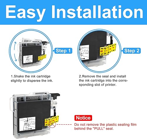 Miniatura 2 de LCL Cartucho de tinta compatible de repuesto para Brother LC71 LC75 LC71BK LC75BK LC752PKS MFC-J6910CDW J6710CDW J5910CDW J825N J955DN J955DWN J705D