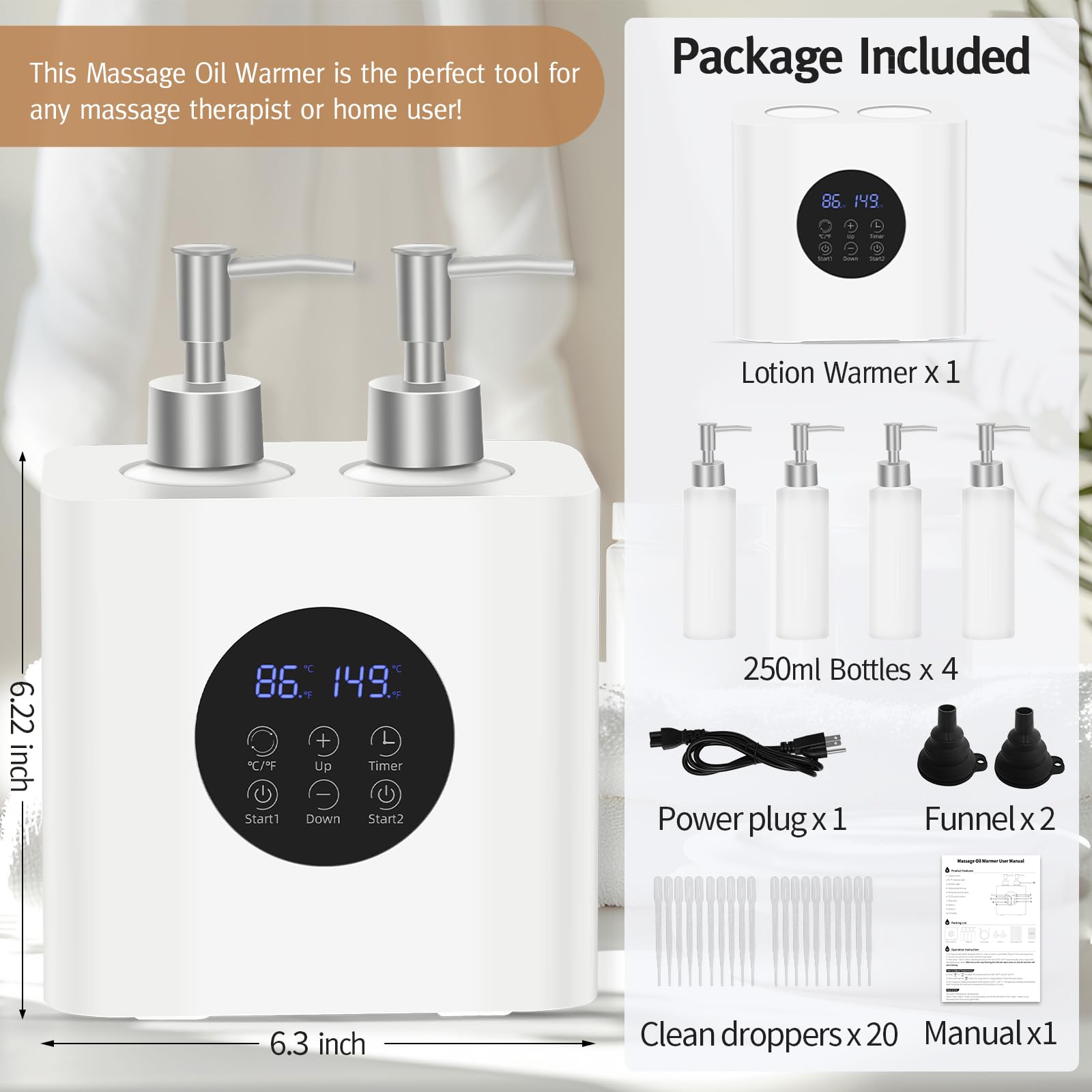 Professionelle Massage Öl Wärmer mit 4 Flaschen Dispenser, Elektrische Lotion Heizer für Salon und Zuhause, Einstellbare Konstante Temperatur