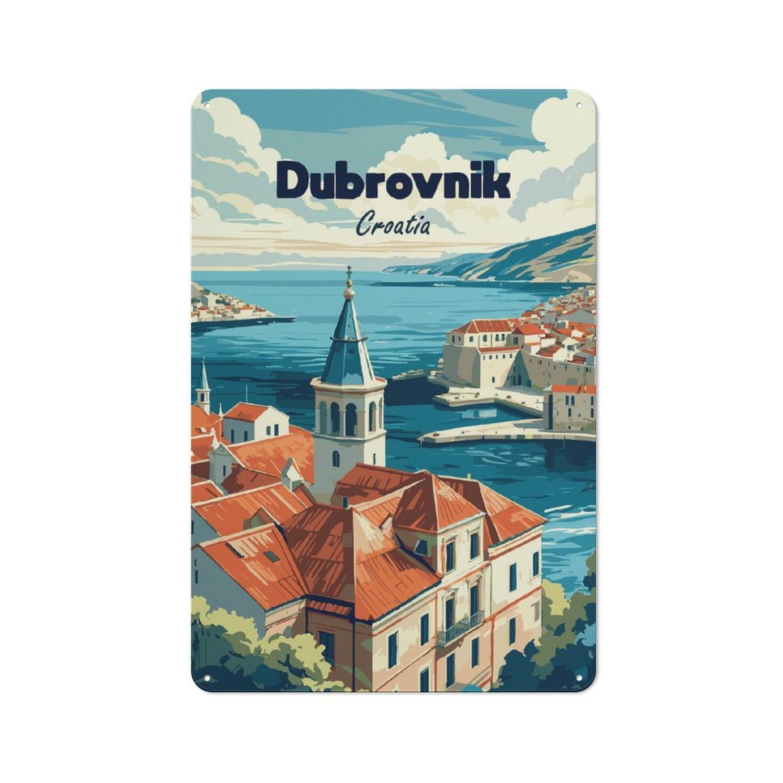 Loft Style Dubrovnik Croatia Travel (4) Decorative Metal Plaque 30x20cm, Studio Wall Art for Workspace, Cafe, Hallway Or Garage