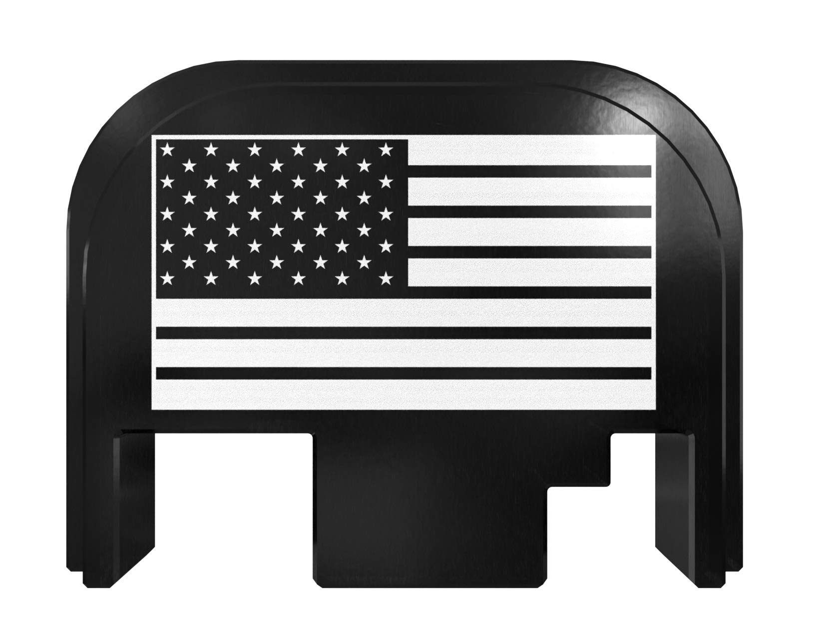 Rowe Tactical Rear Slide Cover Plate for Glock Gen 1-4 - Black American Flag Graphic - for Glock G17 G19 G21 G22 G23 G24 G26 G27 G29 G30 G31 G32 G33 G34 G35 G36 G37 G38 G39 G40 G41 G45