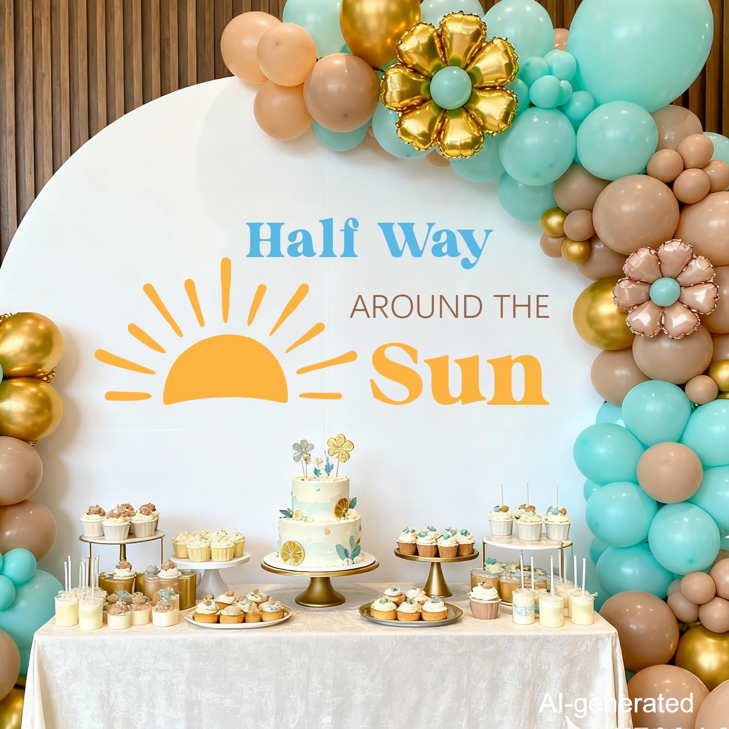 LANKBACK Half Way Around the Sun Decal 6 Months Birthday Decorations 1/2 Way to One Birthday Party Decor Supplies