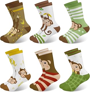 Kids Boys Girls Socks Food Sloth Dinosaur Bee Monkey Funny Animal Printed Crew Ankle 6 Pairs 1-14Y Birthday Gift