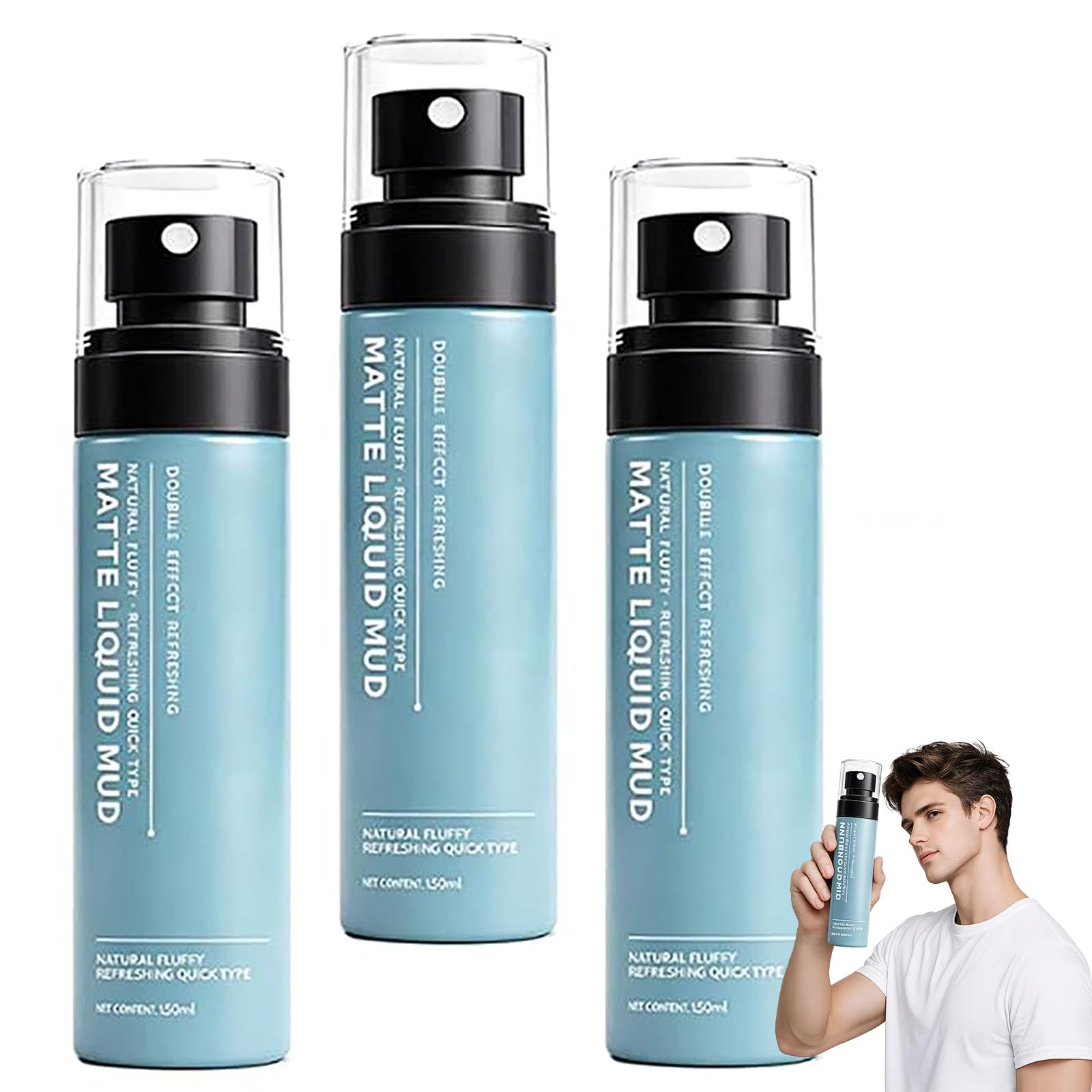 Fango Spray per Capelli Styling Opaco ad Asciugatura Rapida da Uomo, Spray Testurizzante per Capelli a Tenuta Forte, Fango Liquido Opaco, Spray dalla Texture Volumizzante Leggera (3pcs)
