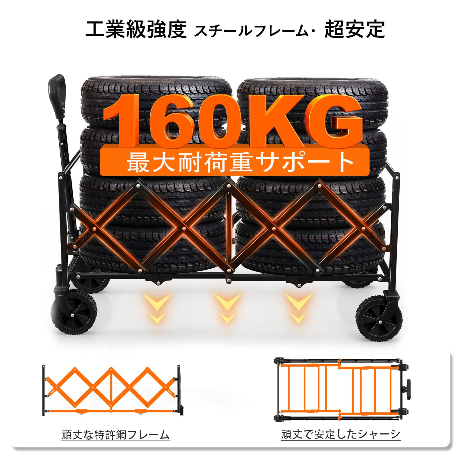 BTTN キャリーワゴン 静音設計ロングモデル ベアリング内蔵タイヤ 大容量1m Amazon.co.jp: BTTN キャリーワゴン 静音設計ロングモデル ベアリング