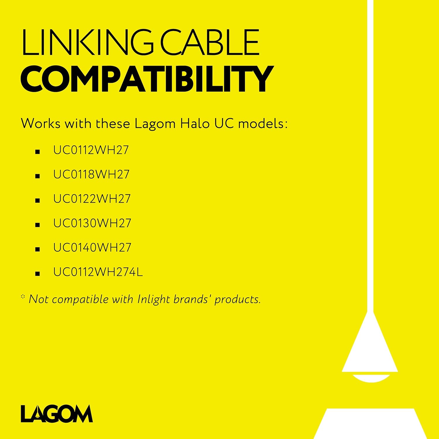 Lagom 32-Inch Linking Cable for Halo Series Under-Cabinet Light Fixtures, White, LC0132WH