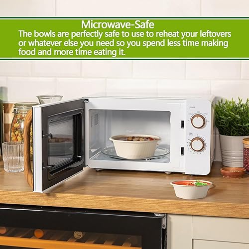 Miniatura 5 de Homestockplus Paquete de 50 Cuencos de papel desechables de 24 onzas, cuencos desechables resistentes, hechos de bagazo natural para cereales,