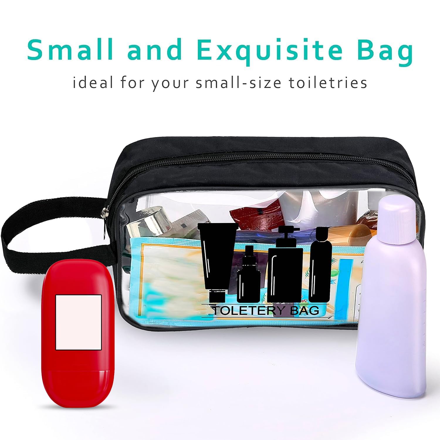 Storite Lot de 3 trousses de toilette transparentes polyvalentes pour homme et femme – Pochette de voyage pour maquillage, trousse de maquillage – Organiseur de voyage pour articles de toilette (noir,