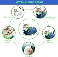 Vista 4 de Bolsa de Ducha de Malla Transpirable - Antiarañazos Ajustable para Aseo para Corte de Uñas, Baño - Poliéster Suave Lavado de Gatos (Azul-Verde)