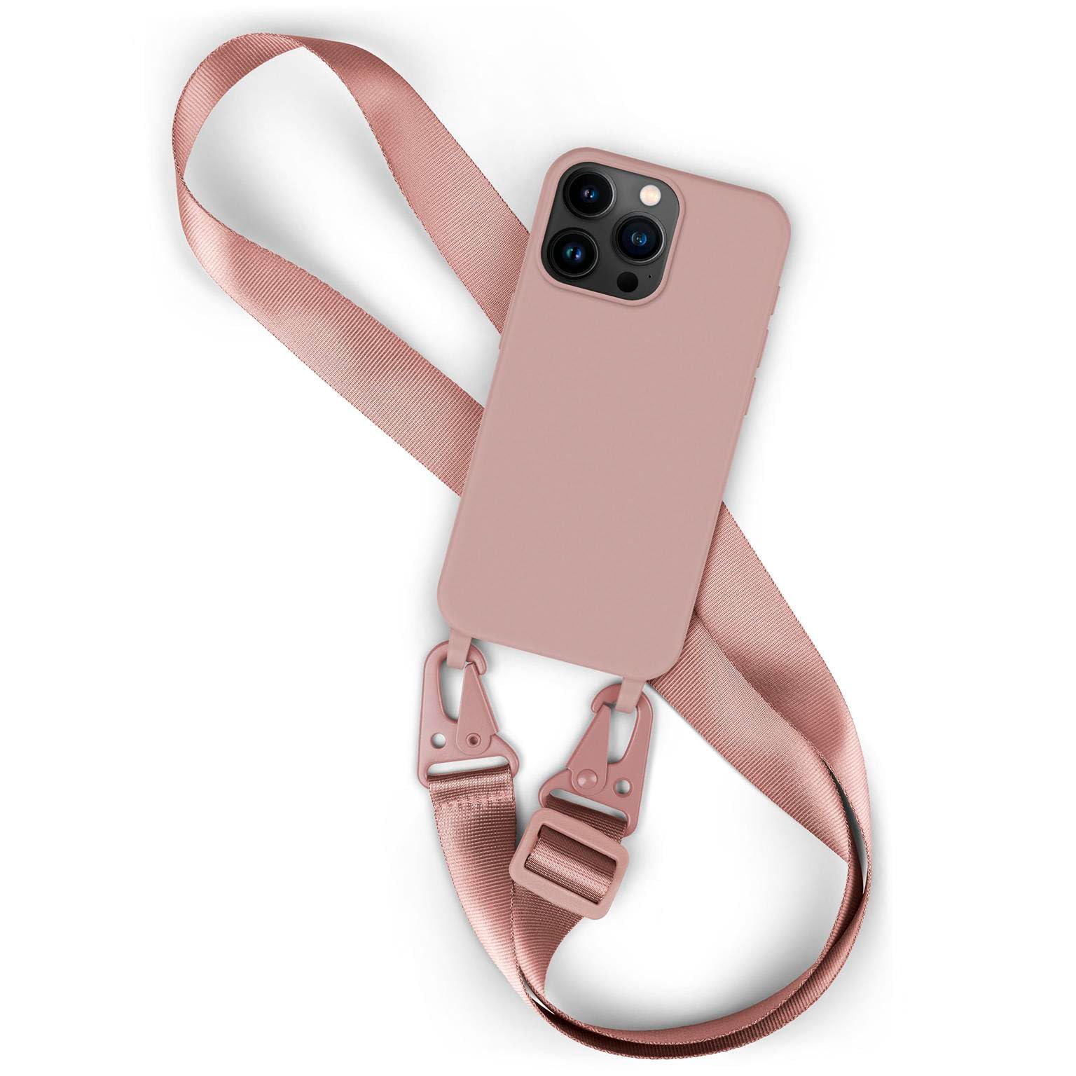 moex Hover Cover etui na telefon komórkowy iPhone 15 Pro Max, z szerokim paskiem, etui z paskiem do zawieszenia, zdejmowany nylonowy łańcuszek z karabińczykiem, stylowy i bardzo wytrzymały – brudny