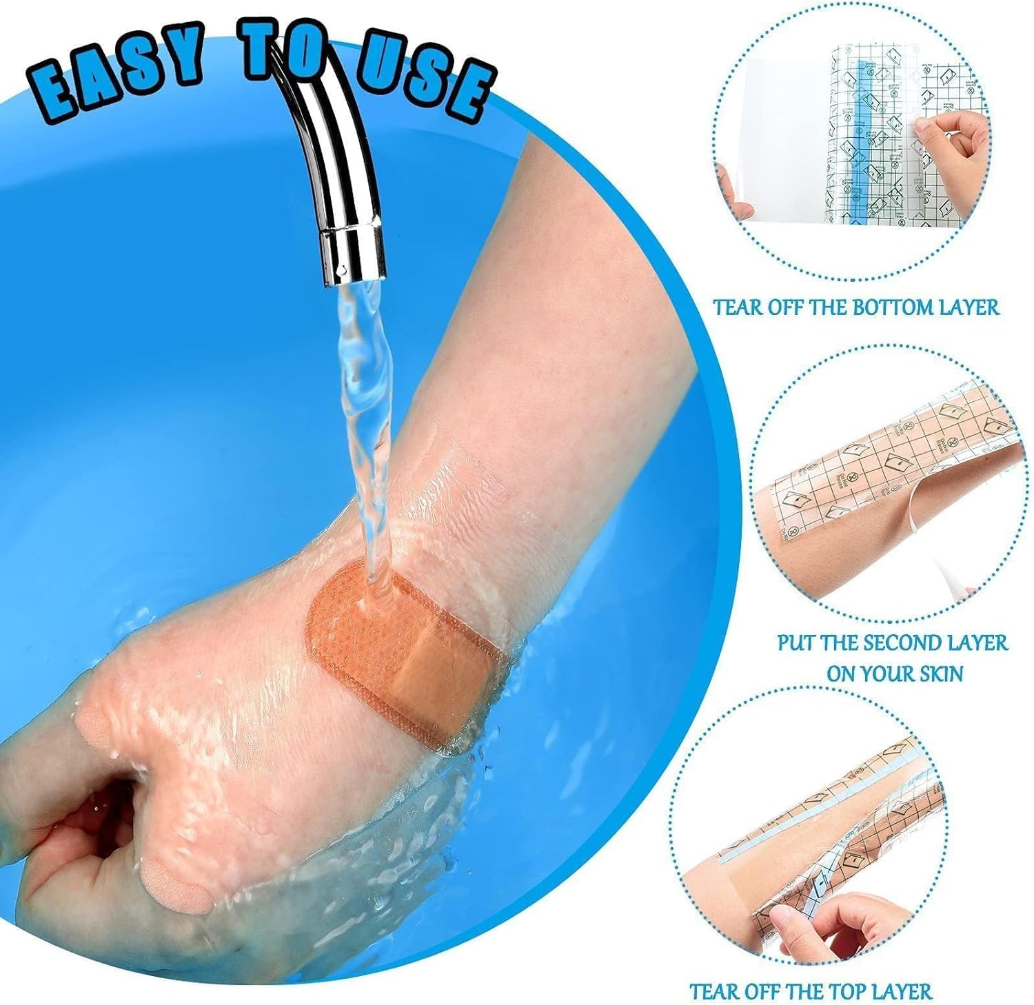 Protector De Ducha para Diálisis Peritoneal (50/100 Unidades), 20 X 20 Cm, Barrera De Agua para Catéter, Apósito Transparente Impermeable, Parche Protector De Ducha para Ostomí, 50Pcs