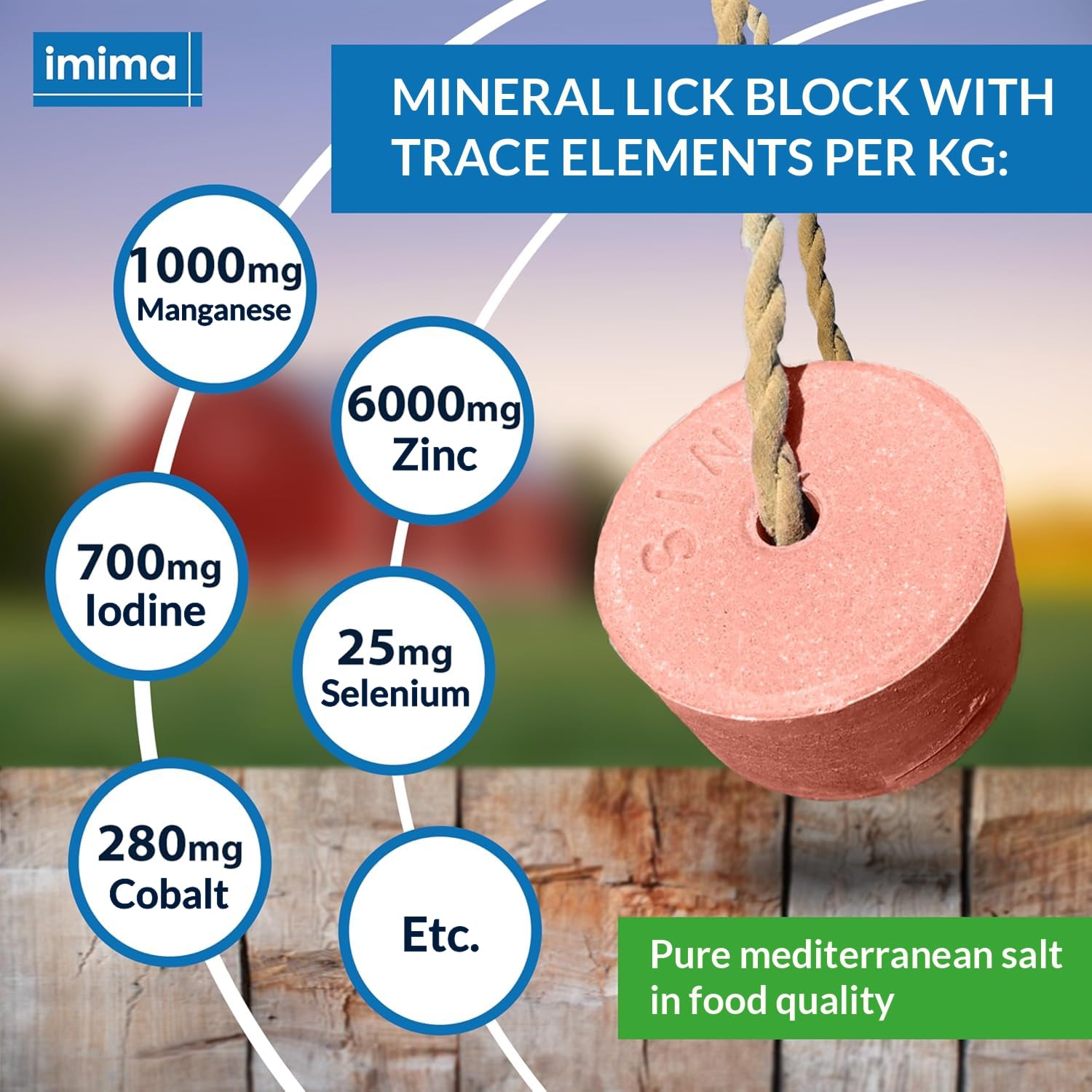 Mineral Lick Horse SuperMAG Salt Lick Set 4 x 3kg - Pietre per leccare il sale per cavalli, pecore, capre, selvaggina e bovini - Pietra minerale per leccare il sale
