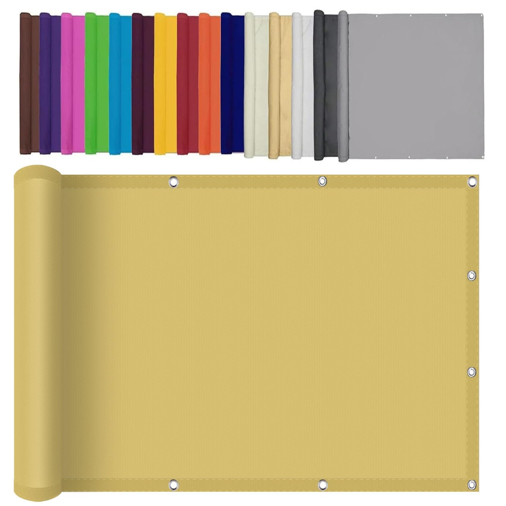 Vela Parasole Rettangolare 120 x 180 cm Anti UV 98% Parasole,Antivento Telo Ombreggiante Giardino Tendalino con Occhielli Fascette per Terrazza, Giallo sabbia