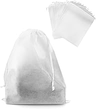 QWORK Drawstring Dust Covers, 12 Pcs Breathable Non-woven Fabric Large Cloth Storage Pouch String Bag for Handbags Purses Shoes