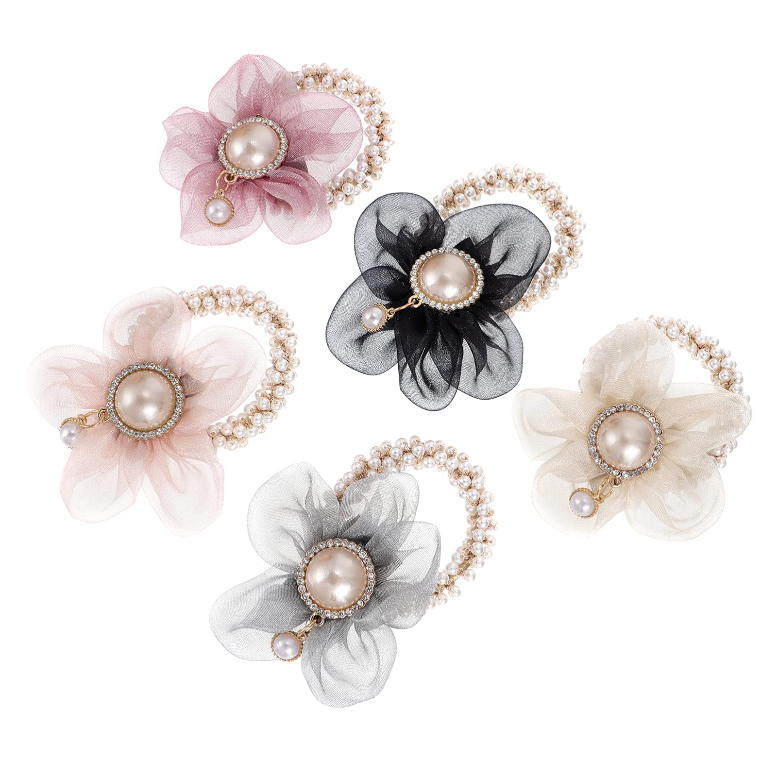 Amazon.com : Beaupretty Rhinestone Pearl Hair Tie Flower Elastic Hair Ties  Beaded Hair Ropes Flower Hair Ties Ponytail Holder Hair Accessory for Women  Girl Thick Hair : Beauty & Personal Care