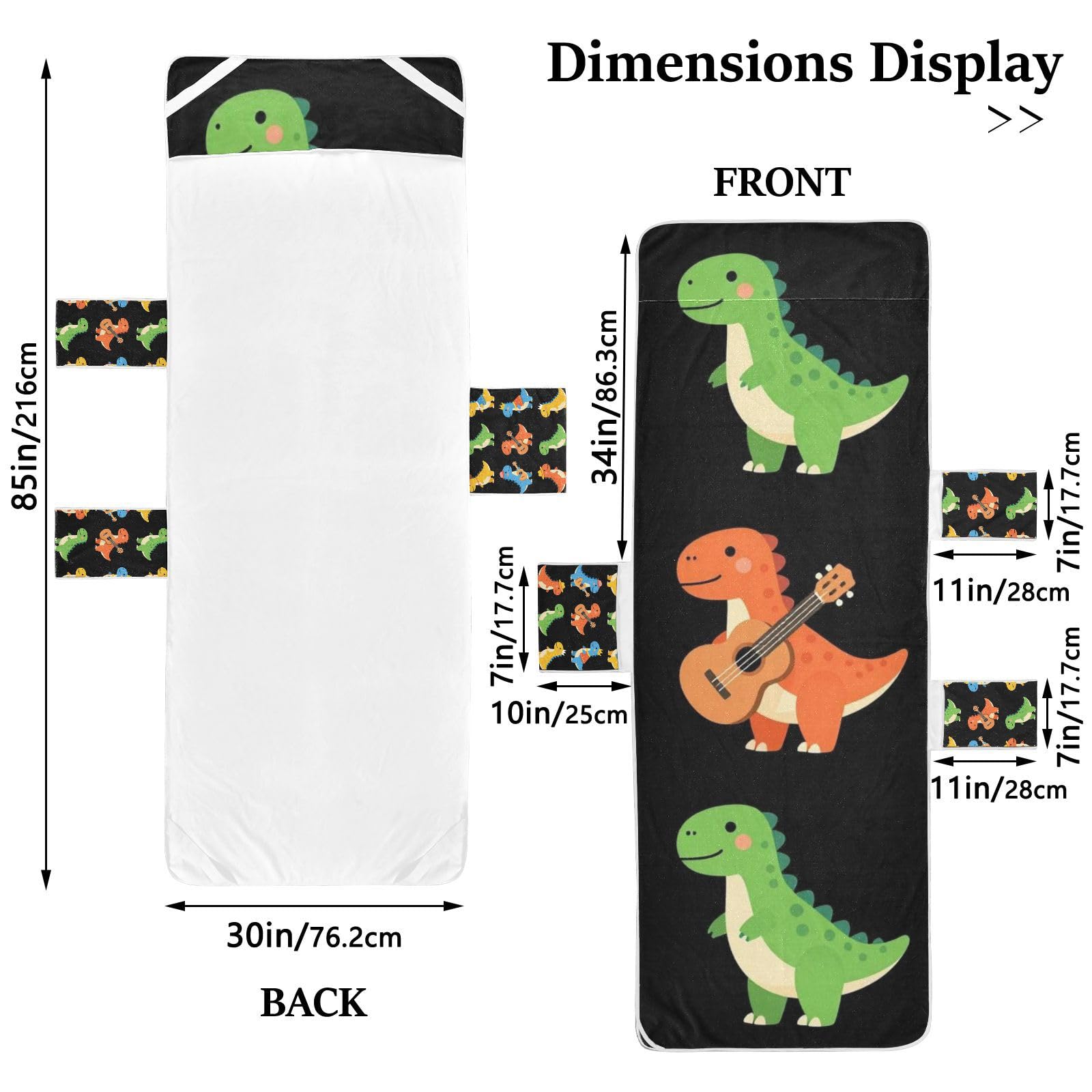 FRODOTGV Ręcznik na krzesło ogrodowe 215 cm x 76 cm | Antypoślizgowa górna kieszeń pojedyncze opakowanie można prać w pralce plaża dinozaur muzyka kowboj