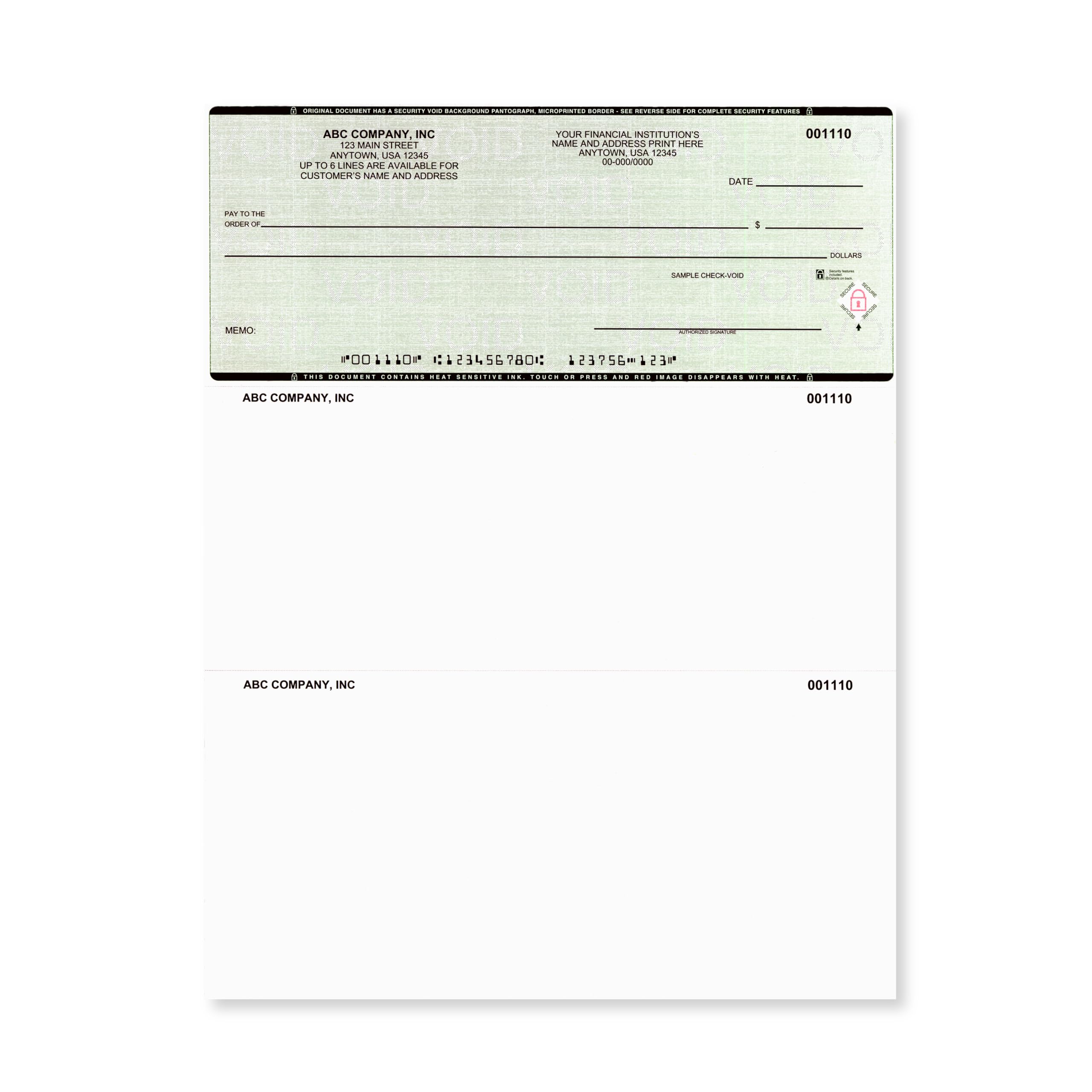 Custom Computer Checks on Top – QuickBooks Compatible Laser & Inkjet Business Checks, Green, 100 Checks, 8.5" x 11"