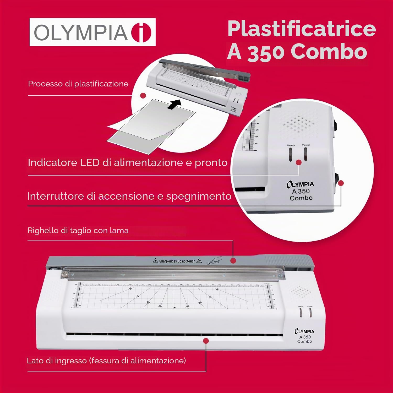 Olympia A 350, Laminatrice e affettatrice combinata per A3, 75/80-125 Micron, 3130