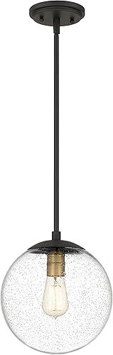 Miniatura 10 de Tawson Dan Modern Farmhouse - Lámpara de techo colgante de 1 luz con pantalla de cristal transparente de 6.5 pulgadas en acabado negro dorado para