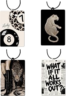 4 Pcs Leopard Car Air Freshener 8-ball Car Refresher for Women Men | Rose Scent, Long-Lasting Fragrance, Slim and Lightweight, 3.54 × 2.44 Inch, for Wardrobe, Shoe Cabinet, Luggage, Backpacks