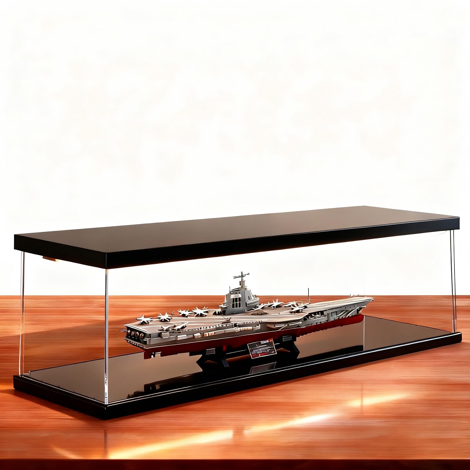 Vitrina metacrilato Vitrina Grande de Acrílico para Coches A Escala, Caja Expositora de Acrílico Transparente con Iluminación LED, Armario Organizador Apilable(Black,15x15x15cm/6x6x6in)