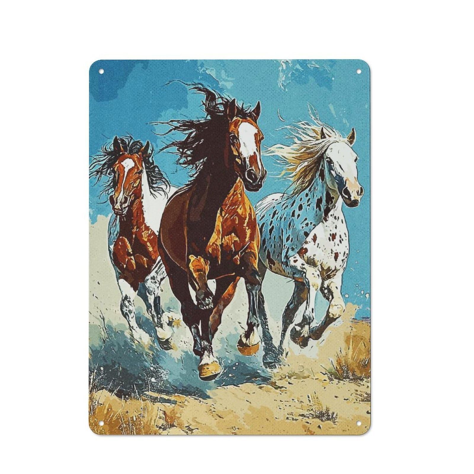 Junmoney Race Horse Retro Metal Wall Sign 40X30cm For Hobby Room Or Studio, For Garage, Workshop And Man Cave Decoration