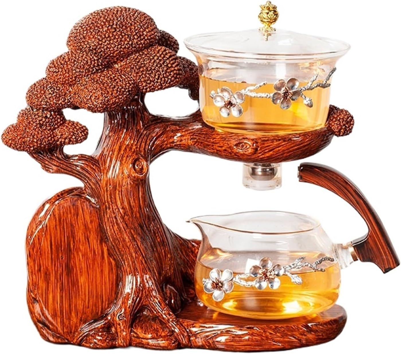 Vnook Glass teapot set, semi-automatic teapot set, magnetic lazy tea maker, teapot with strainer, heat-resistant teapot, for tea preparation in the home office teapot(Red)