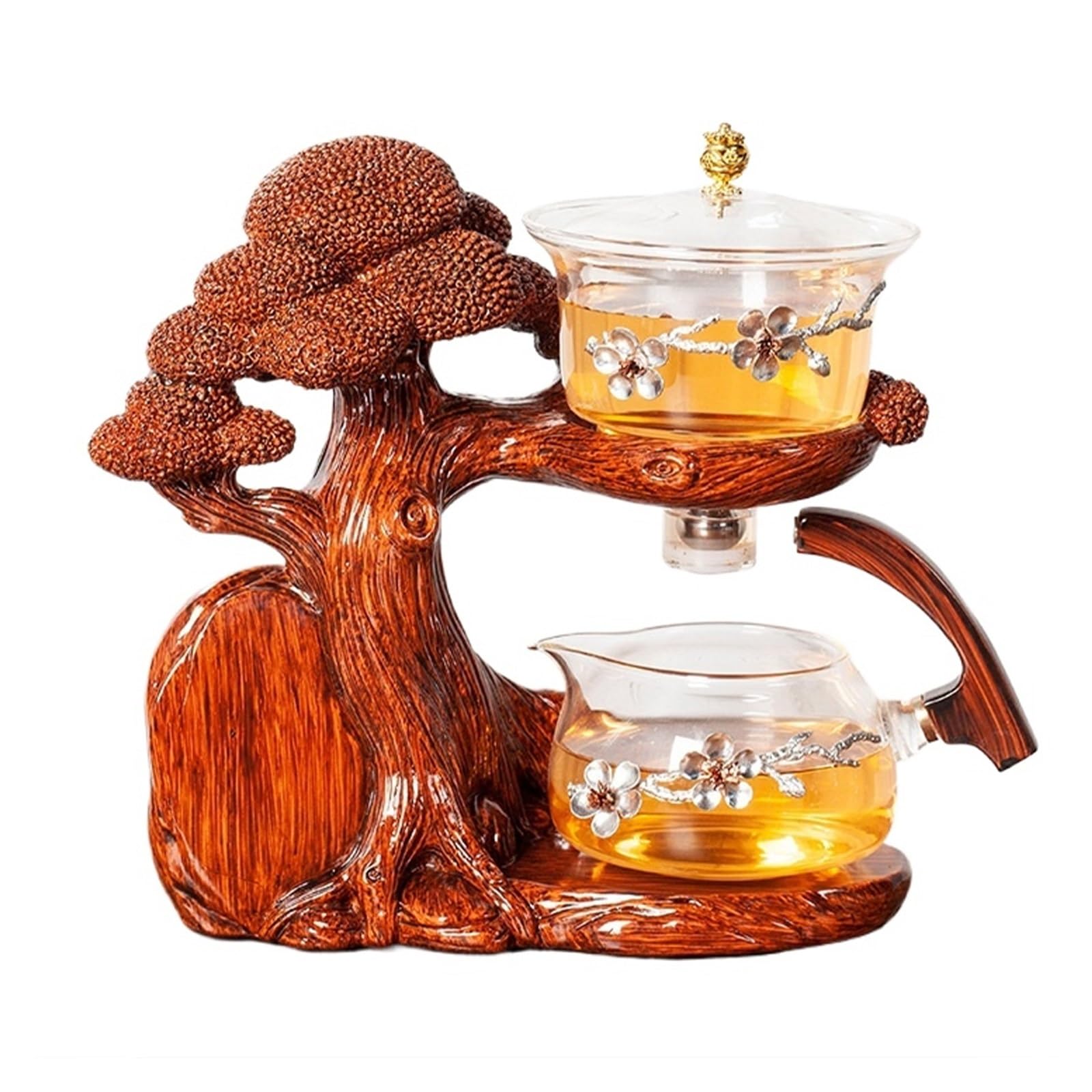 Vnook Glass teapot set, semi-automatic teapot set, magnetic lazy tea maker, teapot with strainer, heat-resistant teapot, for tea preparation in the home office teapot(Red)