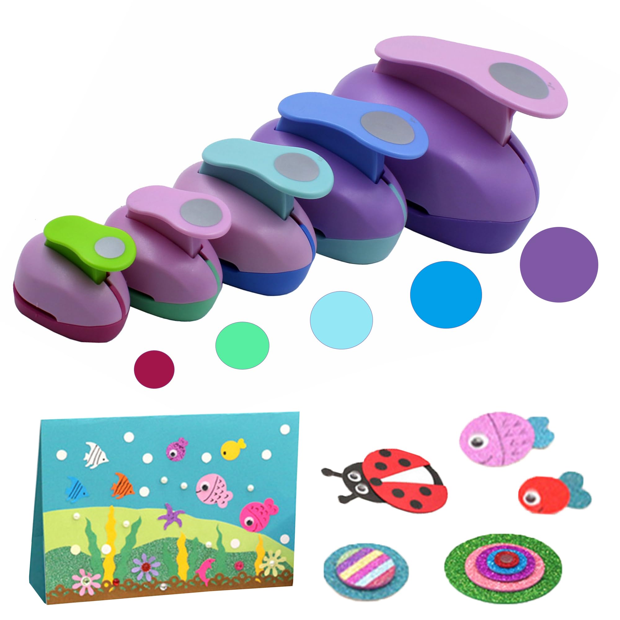 CINY Perforadoras Circulares, Dispositivo en Relieve, Papel Punzón para Tarjetas de Regalo Punzones Dispositivo de Estampado, Circulares para (5pieza diámetro 9mm+25mm+38mm+50mm+75mm)