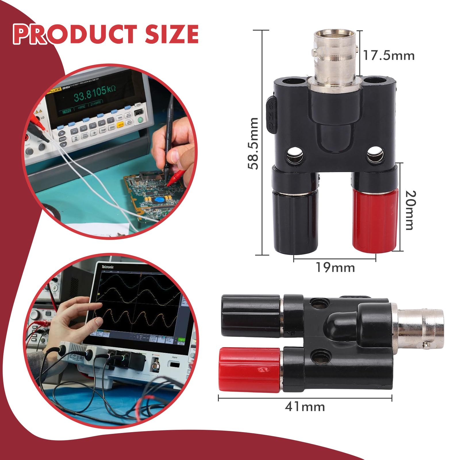 Gniazdo BNC na 2 x 4 mm podwójne gniazdo bananowe zacisk przyłączeniowy, 2 sztuki gniazda BNC na gniazdo Dual Banan, wiązanie słupków, rozdzielacz RF-Coax, adapter do anten radiowych HF