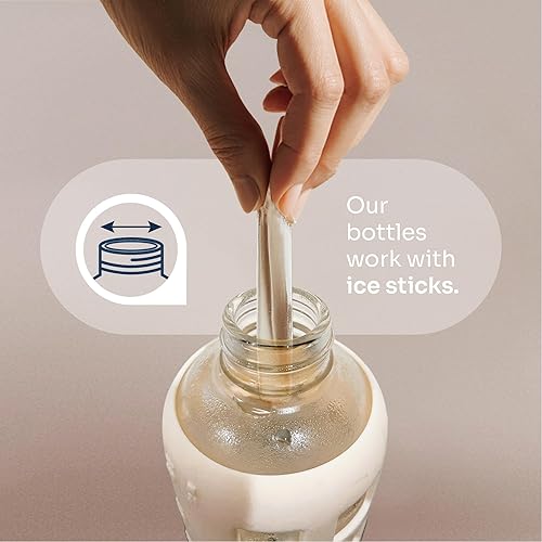 Miniatura 5 de purifyou Botella de agua de vidrio de borosilicato de 40 onzas, 32 onzas, 22 onzas, 12 onzas, con marcadores de tiempo y volumen, funda de silicona,