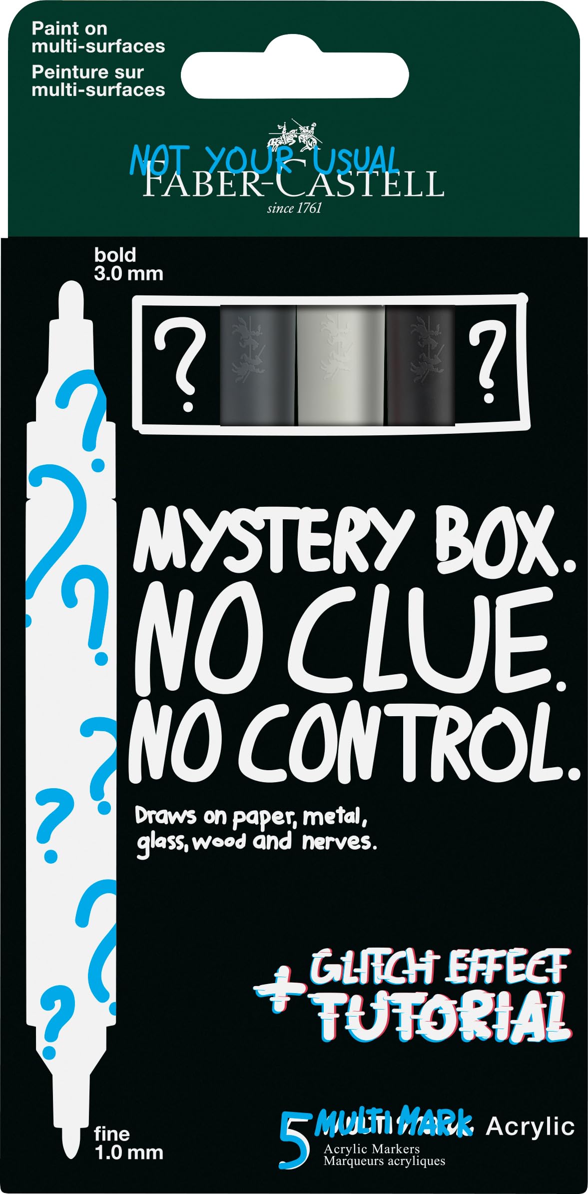 Faber-Castell Multimark Acrylic Dual Markers, Mystery Set 1, Art Set Supplies, Water-Based Acrylic Marker Pen, Double Ended, Bold & Fine Tip, Art Markers, Colouring Pens, Highlighters