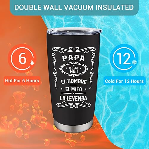 Miniatura 7 de Regalos para papá, regalos para papá en español, regalos de Navidad para papá mexicano, El Mejor Papa Del, regalos para papá español, vaso de 20