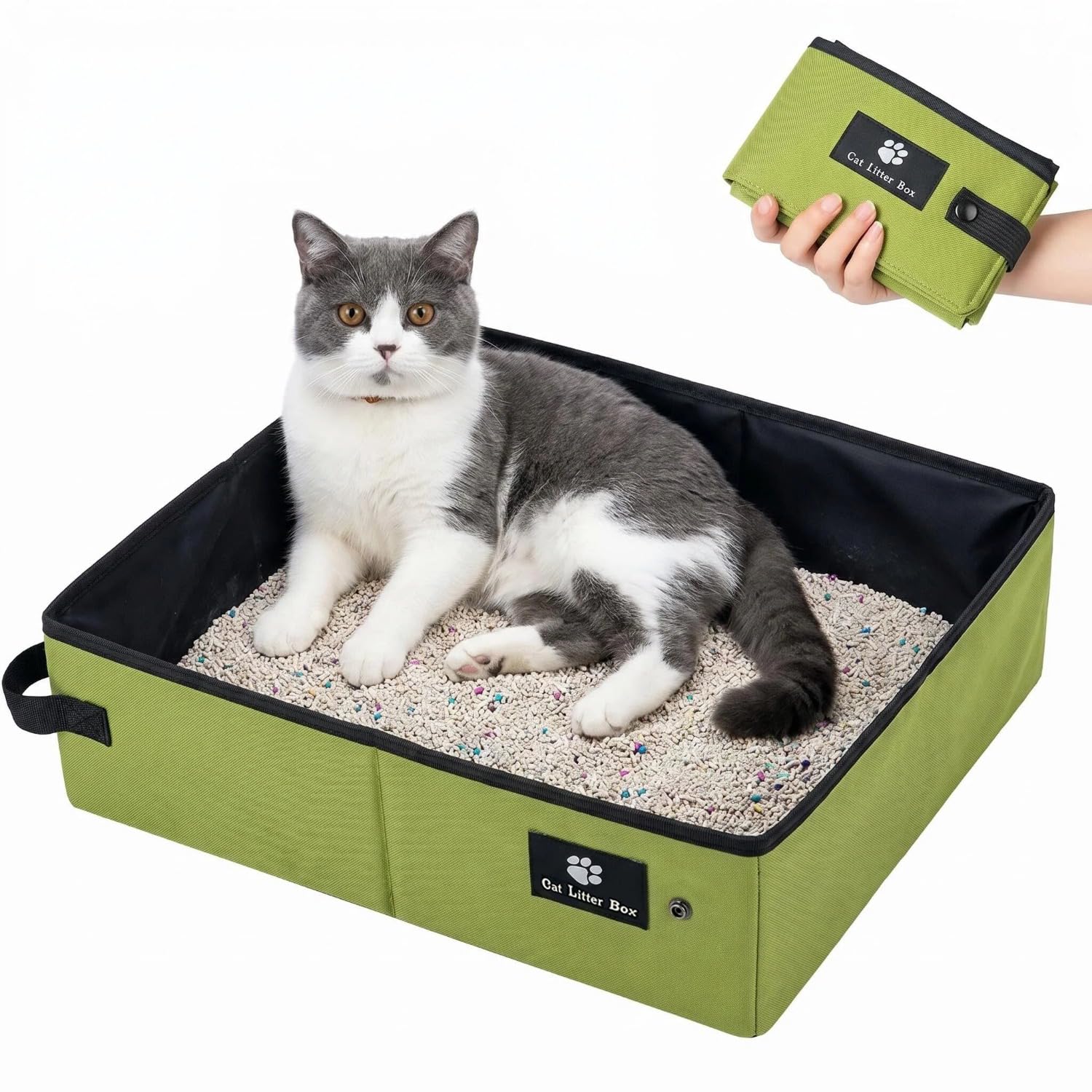 Caja de arena plegable para gatos y cachorros con bandeja de arena portátil S