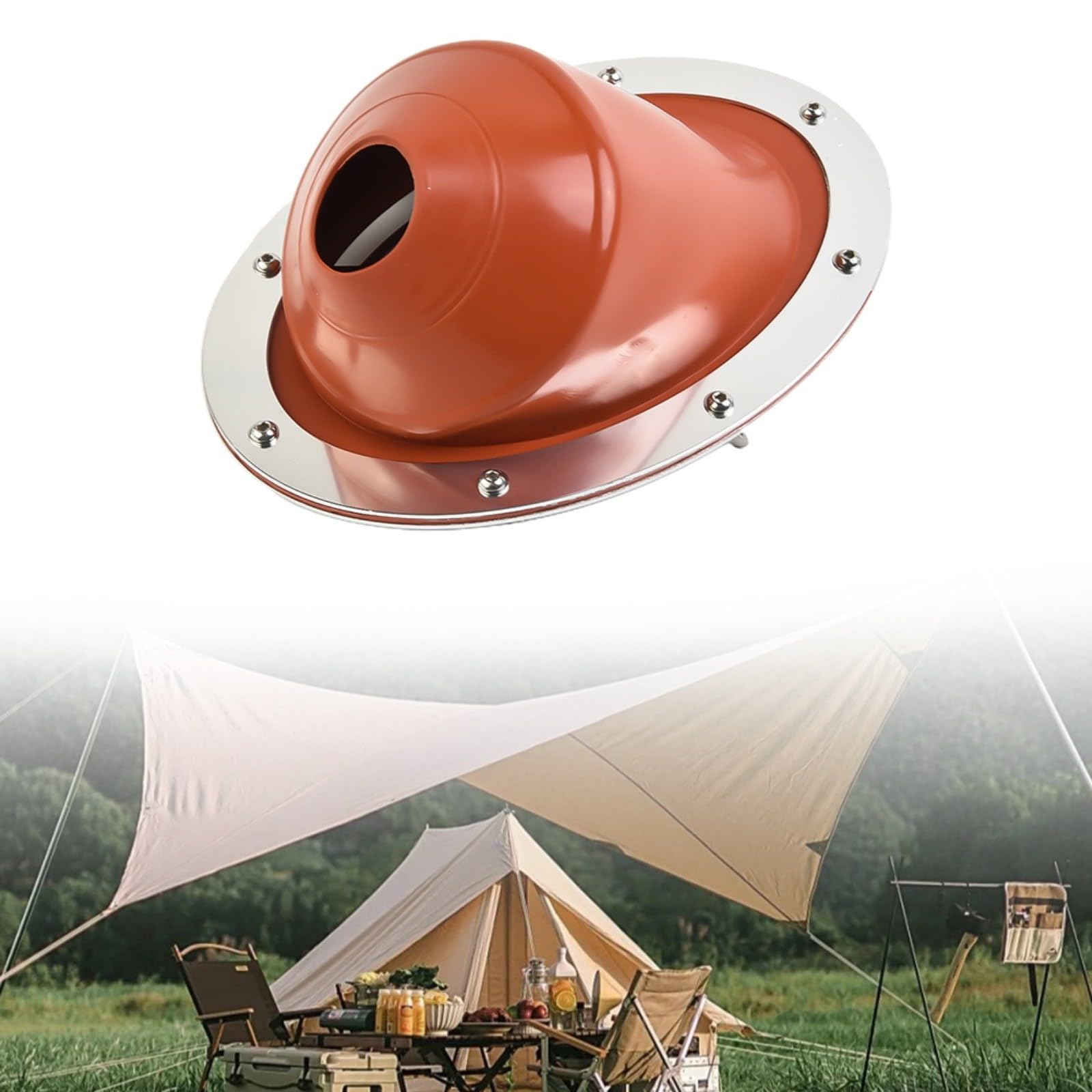 45 Kit de gato de estufa de tienda de campaña, ángulo de grado intermitente, quemador de leña, juego de instalación de tubos de chimenea para campana, camping, refugio al aire libre (1