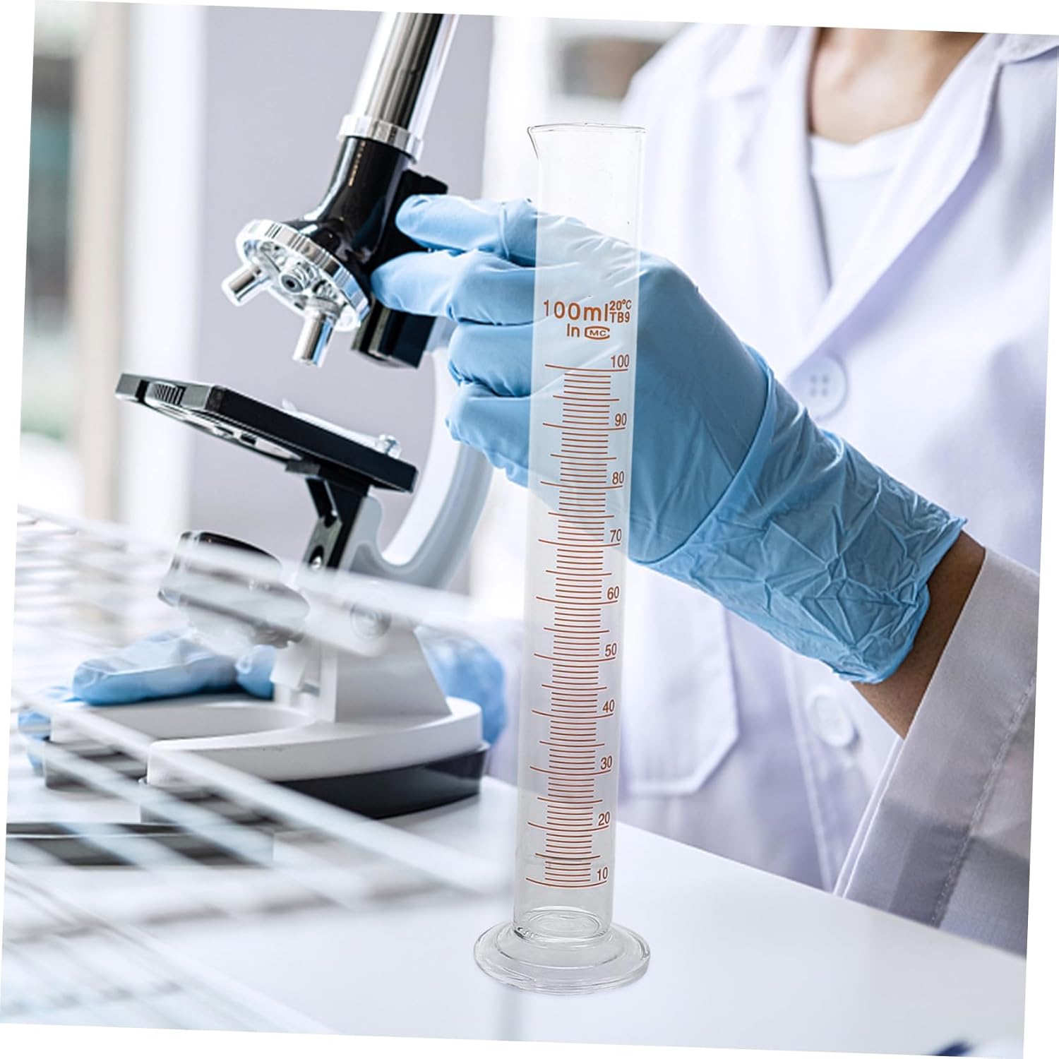 Zerodeko 9pcs Glass Laboratory Tool Graduated Cylinder Beakers Conical Flasks Accurate Measurement for Chemistry Experiments High Resistant Material