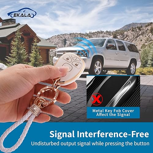 Miniatura 3 de EKALA Funda para llavero de TPU con cordón para llavero compatible con Chevy Traverse Tahoe SuburbanGMC Yukon AcadiaCadillac Escalade SRXBuick