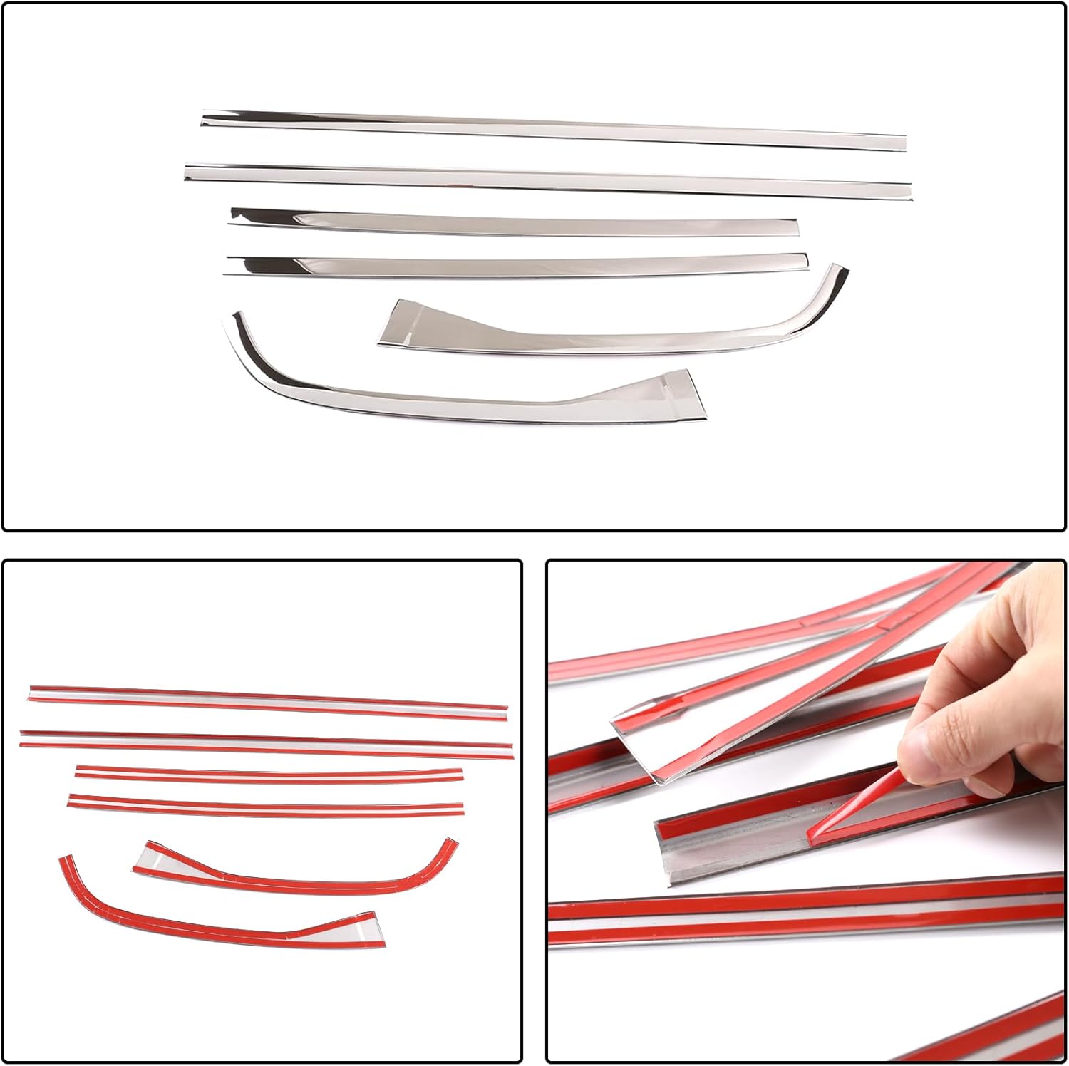 Aunginsy Rear Window Glass Panel Trim Strip Compatible with Toyota Tundra 2014-2021 Car Rear Tailgate Window Side Panel Molding Decorative Frame Protective Cover Exterior Accessories, Stainless Steel