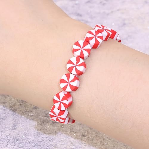 Miniatura 4 de 200 cuentas de arcilla de caramelo de Navidad, cuentas espaciadoras para pulseras, aretes, joyería, collares, llaveros de resina, regalo de