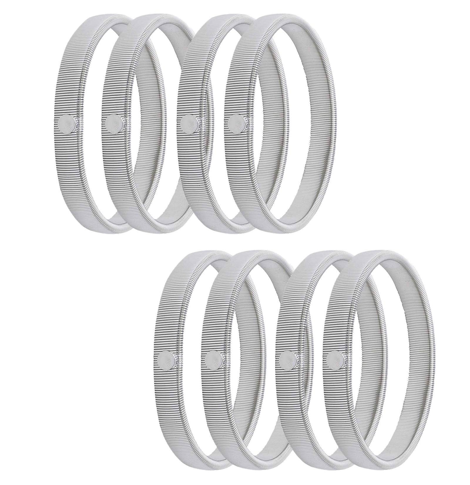 Xx-Uv Unisex Silver 8 Pack (4 Pairs) Metal Shirt Sleeve Holders | Stretchy Sleeve Garters | Anti-Slip Elastic Armbands For Men's Shirts (Silver)