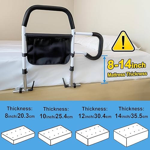 Miniatura 3 de Rieles de cama para adultos mayores, rieles de protección de cama plegables, barra de asistencia para personas mayores para tamaño