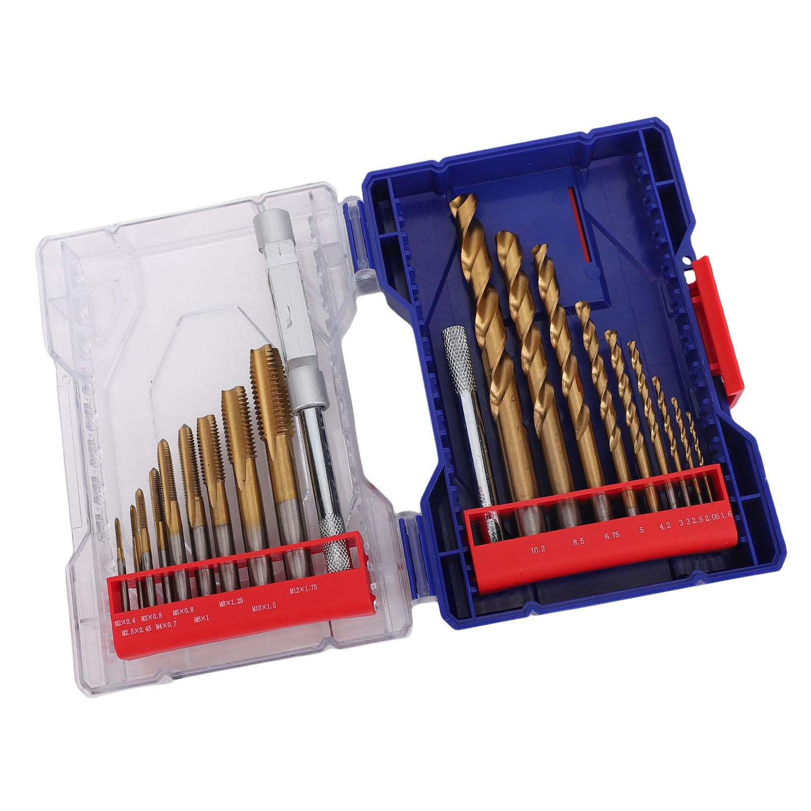 Jeu de forets et de tarauds, 9 tarauds, 9 embouts M3-M12, clé de 1/16 à 1/2 pouces, outils de perçage et de taraudage en acier allié M2