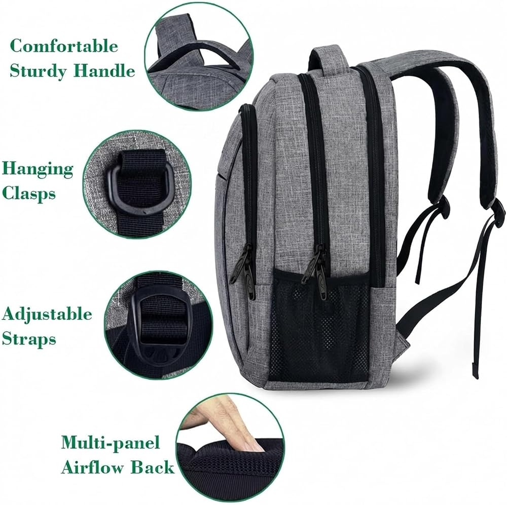 MATEIN Travel Laptop Backpack, Business Anti Theft Slim Sturdy Laptops Backpack Personal Item Bag, Water Resistant College School Computer Bag Gift for Men & Women Fits 15.6 Inch Notebook, Grey