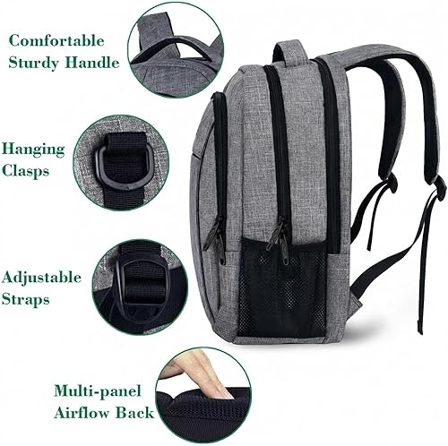 Miniatura 6 de MATEIN - Mochila de viaje para laptop, mochila empresarial antirrobo, delgada, resistente, puerto de carga USB, impermeable, para universidad o Gris