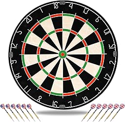 Jeu de fléchettes professionnel de 45,7 cm en jute avec 12 pointes en acier et système de fils ronds pour réduire les rebonds - Cible rotative pour pub, famille, bureau