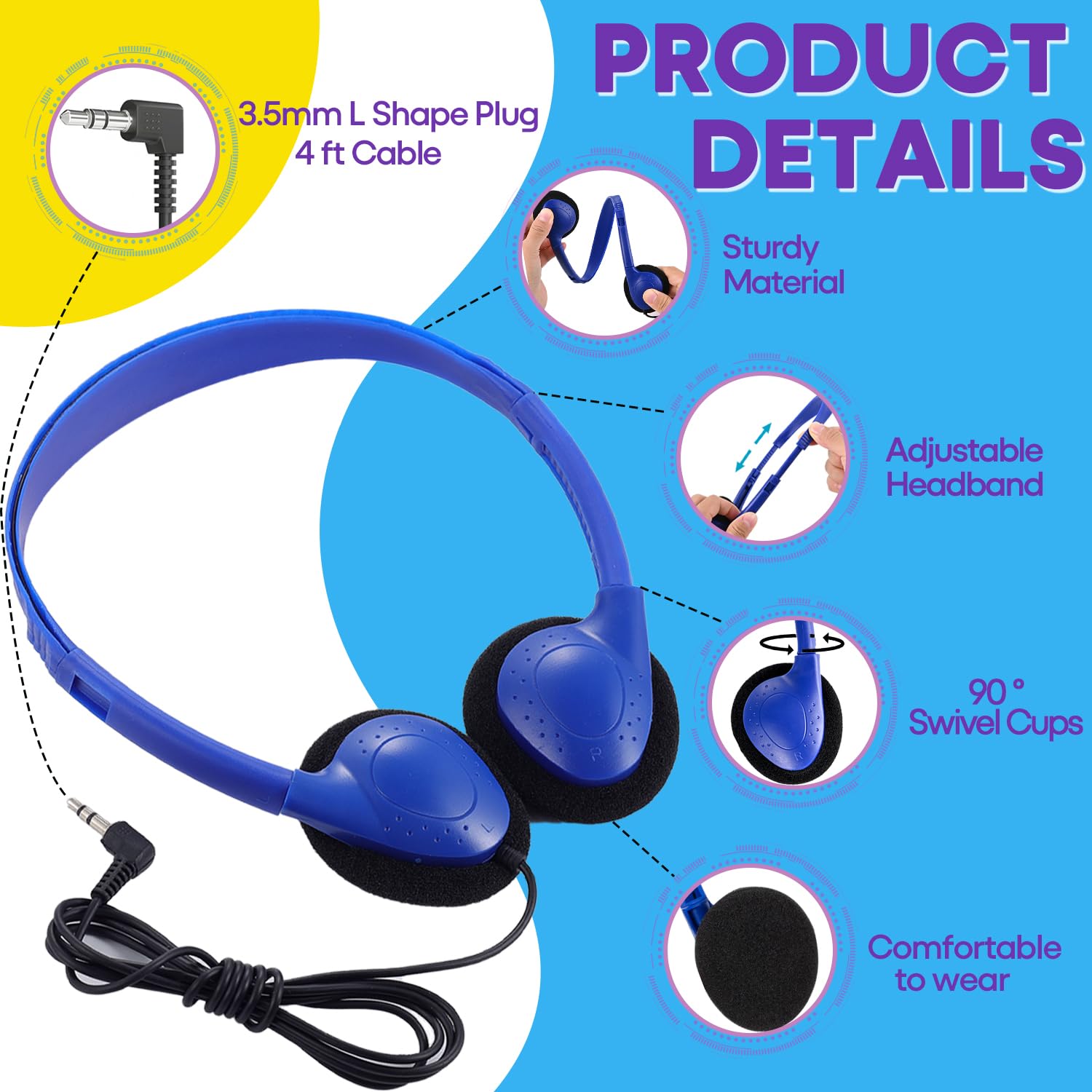 キッズ ヘッドフォン バルク 50個パック クラスセット 学生 子供 幼児