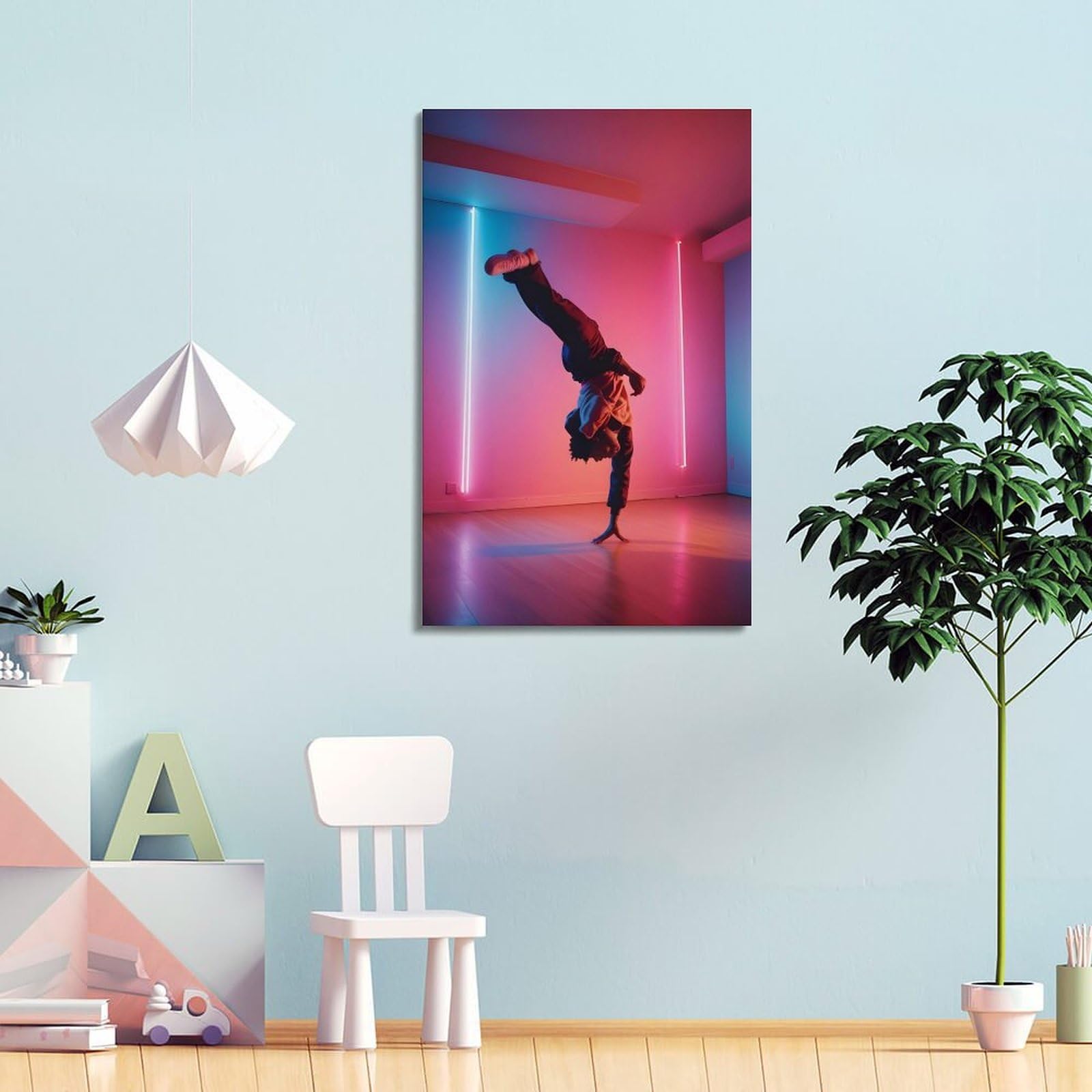 ZLQYHW Stampa artistica su tela decorativa per camera da letto, motivo: ballerino hip hop, B-boy, 50 x 75 cm