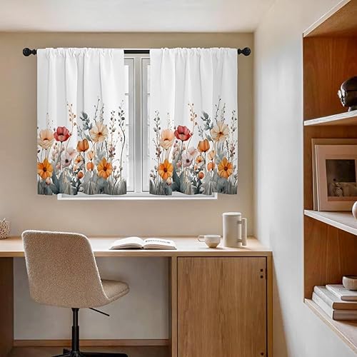 Miniatura 7 de Cortinas de cocina (2 piezas) sobre el fregadero para ventana de baño, cafetería, sótano, cortinas para cocina, casa de campo, corta, mini cortina