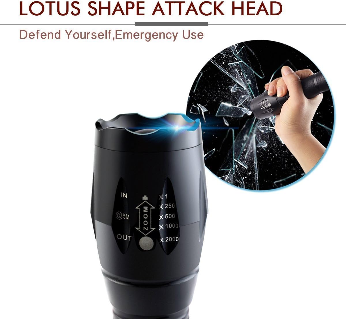 GRACETOP Flashlight Handheld Adjustable Emergency Image