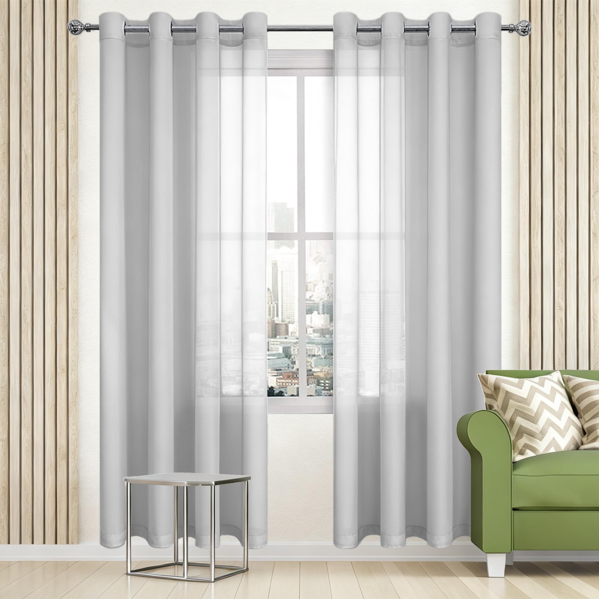 Rideau voile 340 x 170 cm filtrer lumière pour supprimer les reflets du salon